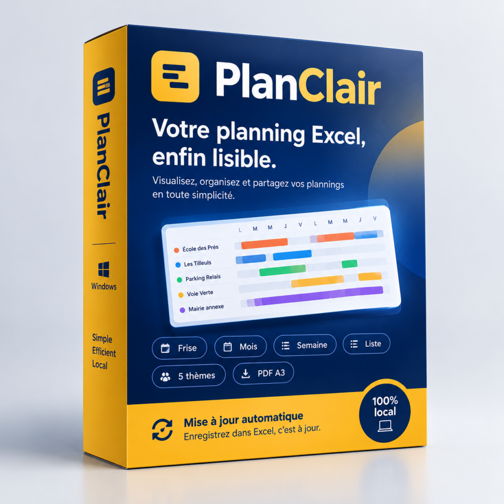 PlanClair, planning Excel simplifié